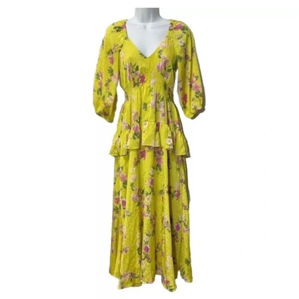 Taylor Yellow Floral Midi Dress